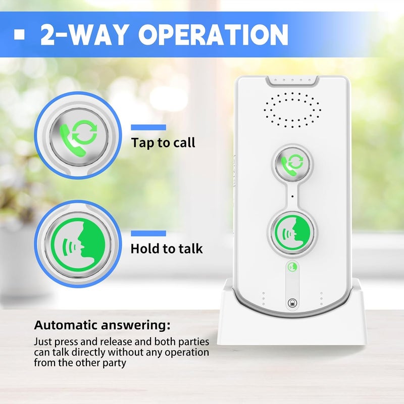 SmartTail 2 Way Intercom for Home Upgraded, Portable Wireless Intercom System for House with 5 Level Volume and Ringtones Adjustment Rechargeable for Hospital Hotel Office Business 2 Pack(White) - Image 3